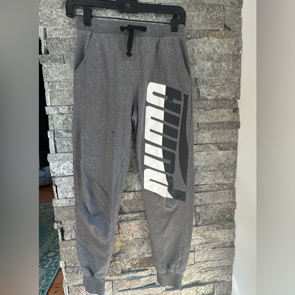 Puma Charcoal Sweatpants with Bold Logo Medium (10-12)